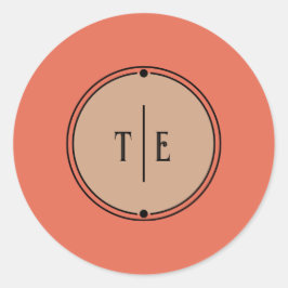 Romantische  geïnspireerde gedempte koraal bruilof ronde sticker