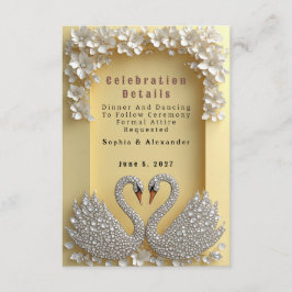 🌺 Romantische Gejuwelen Zwanen Kristal Spiegel 💐 Informatiekaartje