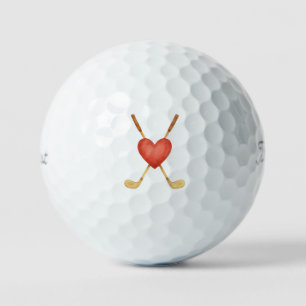 Romantische Gekruiste Golfclubs achter een Hart Tr Golfballen