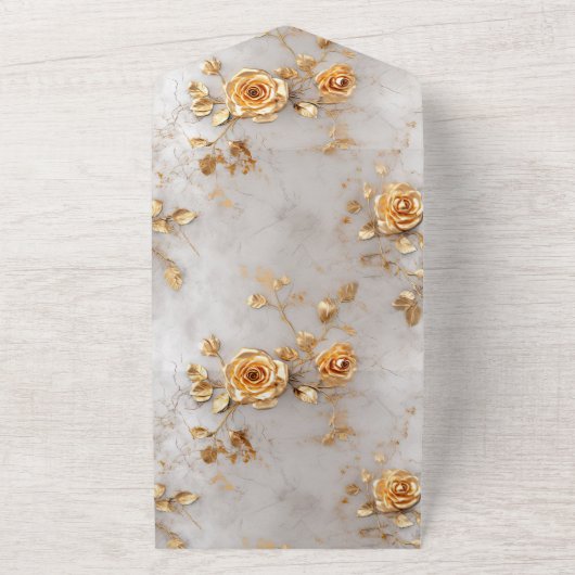 Romantische gele rozen all in one uitnodiging (Buitenkant)