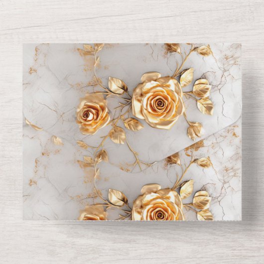 Romantische gele rozen all in one uitnodiging (Achterkant)