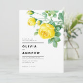 Romantische gele rozen Botanische bruiloft Kaart (Staand voorkant)