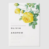 Romantische gele rozen Botanische bruiloft Vellum Uitnodigingen (Voorkant)