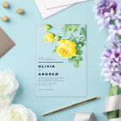 Romantische Gele Rozen Botanische Trouwdag Acryl Uitnodigingen (Insitu (Huwelijk))