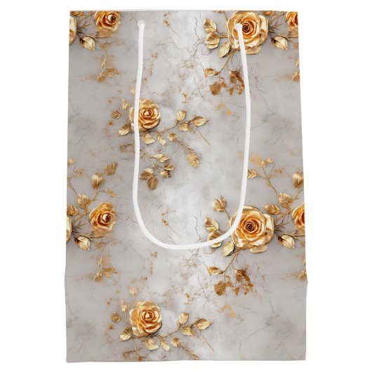 Romantische gele rozen medium cadeauzakje (Achterkant)