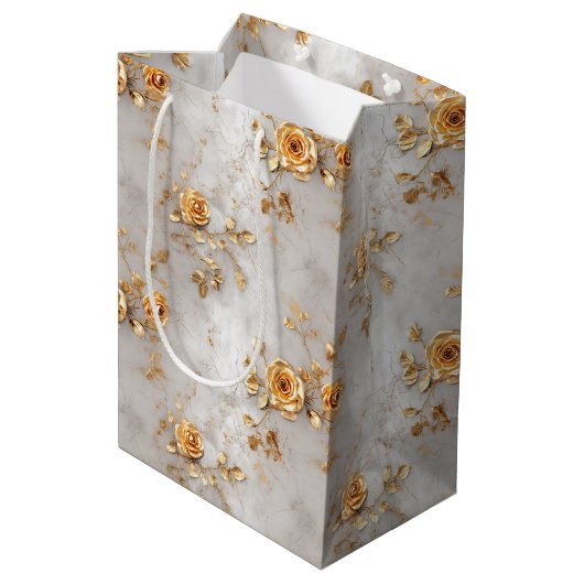 Romantische gele rozen medium cadeauzakje (Achterkant Gekanteld)