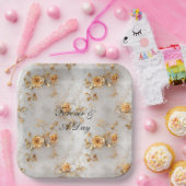 Romantische gele rozen papieren bordje (Feest)