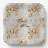 Romantische gele rozen papieren bordje (Voorkant)