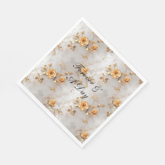Romantische gele rozen servet (Hoek)