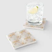 Romantische gele rozen stenen onderzetter (Zijkant)