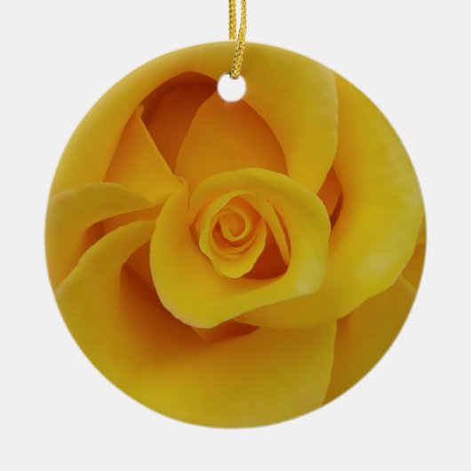 Romantische gele rozenblaadjes keramisch ornament (Voorkant)