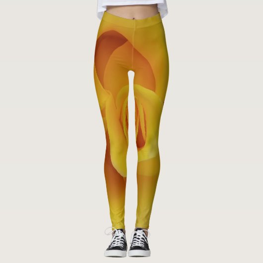 Romantische gele rozenblaadjes leggings (Voorkant)