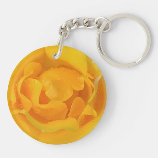 Romantische gele rozendruppels sleutelhanger (Achterkant)