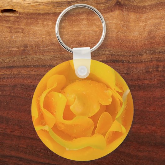 Romantische gele rozendruppels sleutelhanger (Voorkant)