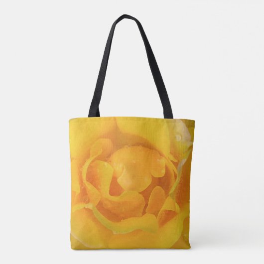 Romantische gele rozendruppels tote bag (Achterkant)