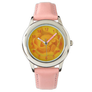 Romantische Gele Rozenwaterdruppels Horloge