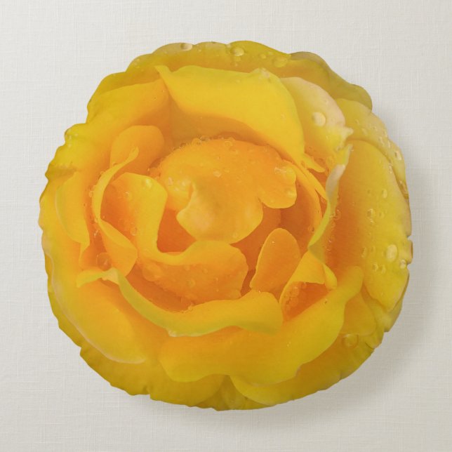 Romantische gele rozenwaterdruppels rond kussen (Voorkant)