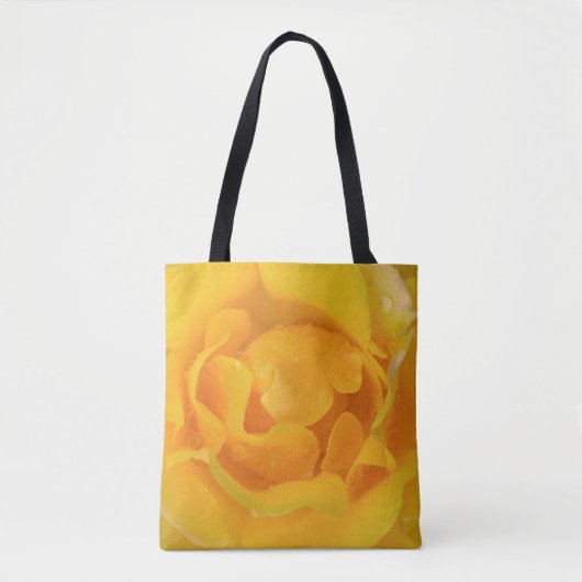 Romantische gele rozenwaterdruppels tote bag (Voorkant)
