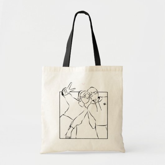 Romantische geliefden Canvas tas - Schattige paar  (Voorkant)