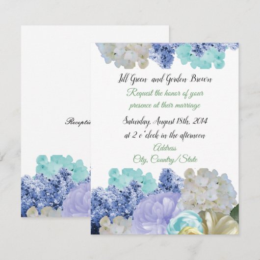 Romantische gemengde bloemen bruiloft uitnodiging (Voorkant / Achterkant)