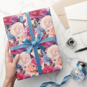 Romantische Gemengde Rozen Zachte Bloemen Boeket P Cadeaupapier
