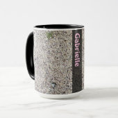 Romantische Geologie Hart in Zand met Naam Mok (Voorkant links)