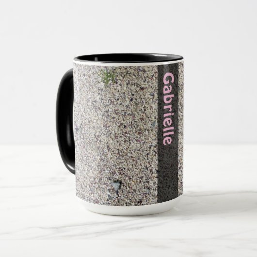 Romantische Geologie Hart in Zand met Naam Mok (Voorkant links)