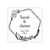 Romantische Geometrische Namen Bruiloft Datum Rubb Rubberstempel (Afrduk)