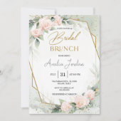 Romantische Geometrische Roze Bloemen Bruids Uitno Kaart (Voorkant)