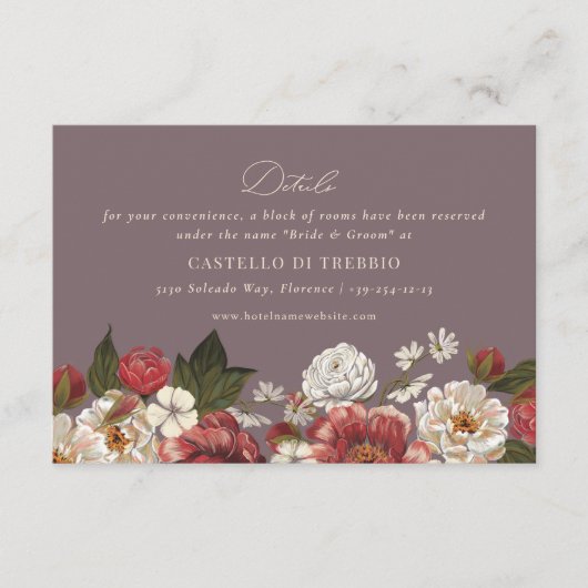 Romantische geschilderde bloemenbruiloft informatiekaartje (Voorkant)