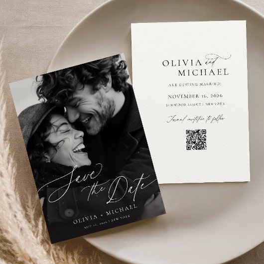 Romantische Geschreven Foto Bewaar de Datum Uitnod Save The Date
