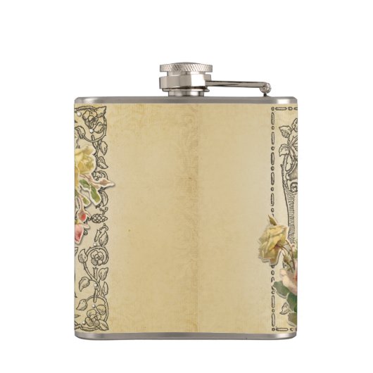 Romantische  Gesculpte Rozen Heupfles (Achterkant)