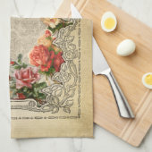 Romantische  Gesculpte Rozen Theedoek (Quarter Fold)