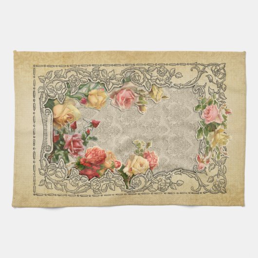 Romantische  Gesculpte Rozen Theedoek (Horizontaal)