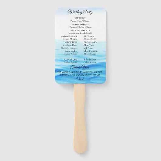 Romantische getijden bruiloft programma handwaaier (Achterkant)