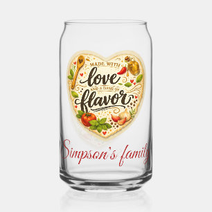 Romantische Gewoonte Familie–Koken met Liefde Blikvorm Glas