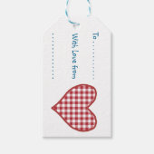 Romantische Gingham Hart en Red Rose Gift Labels Cadeaulabel (Voorkant)