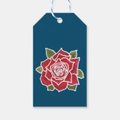 Romantische Gingham Hart en Red Rose Gift Labels Cadeaulabel (Achterkant)