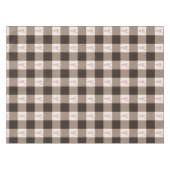Romantische Gingham Plaid en Roze Hart Buffalo Tafelkleed (Voorkant (Horizontaal))