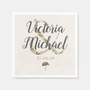 Romantische Ginkgo Initialen bruiloft servetten