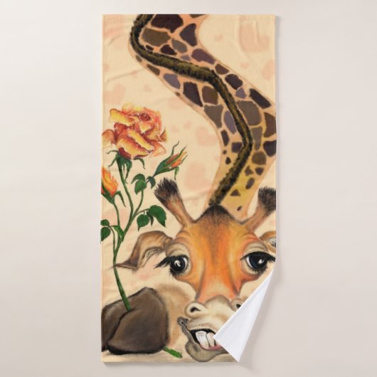 Romantische Giraffe badhanddoek meneer (Badhanddoek)