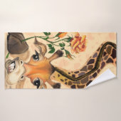 Romantische Giraffe badhanddoek meneer (Badhanddoek)