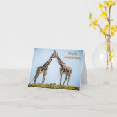Romantische Giraffe Couple Portret Happy Jubileum Kaart (Gele Bloem)