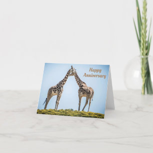 Romantische Giraffe Couple Portret Happy Jubileum Kaart