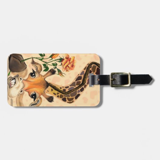 Romantische Giraffe - Gentleman - Funny Bagagelabel (Voorkant horizontaal)