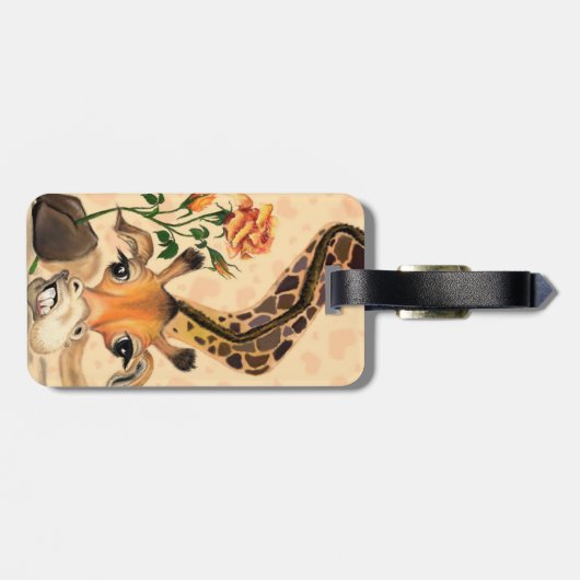 Romantische Giraffe - Gentleman - Funny Bagagelabel (Achterkant horizontaal)