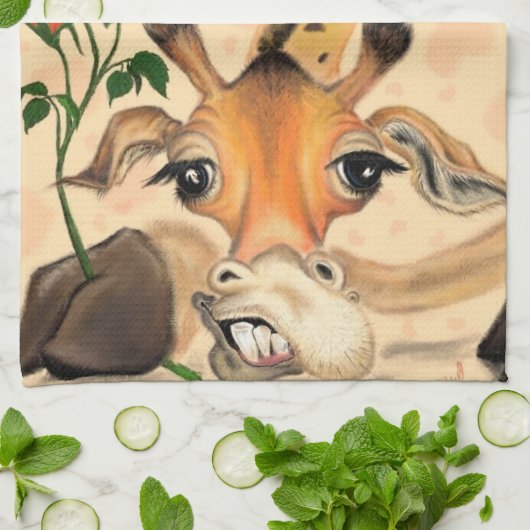 Romantische Giraffe - Gentleman - Funny Theedoek (Gevouwen)