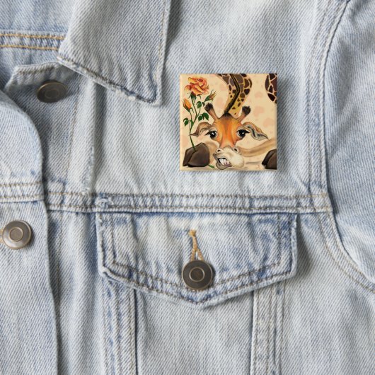 Romantische Giraffe - Gentleman - Funny Vierkante Button 5,1 Cm (In situ)