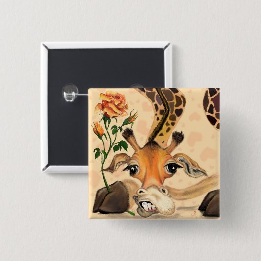 Romantische Giraffe - Gentleman - Funny Vierkante Button 5,1 Cm (Voorkant /achterkant)