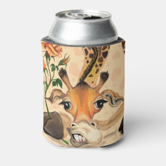 Romantische Giraffe - Gentleman - voeg Jouw tekst  Blikjeskoeler (Blikje Achterkant)
